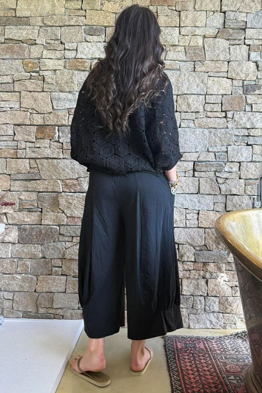  Indra Crochet Bolero Cardigan Black